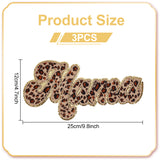 3Pcs Leopard Print Word MAMA Shape Towel Cloth Embroidery Applqiues, Sew on Chenille Patches, Costume Accessories, for Mother's Day, PeachPuff, 120x248x2~3mm