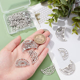 18Pcs 3 Style 201 Stainless Steel Pendants, Filigree Joiners Findings, Laser Cut, Half Round, Stainless Steel Color, 17.5~25x29~31x1mm, Hole: 1~1.4mm, 6pcs/style