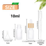 Frosted Glass Dropper Bottles, with Dropper and Bamboo Lids, Perfume Essence Liquid Cosmetic Containers, with Plastic Transfer Pipettes & Funnel Hopper, Mixed Color, 2.5x8.2cm, Capacity: 10ml, 6pcs