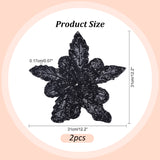 3D Flower Shape Polyester Embroidery Applqiues, Glass & Sequin Ornament Accessories, Black, 310x310x17mm