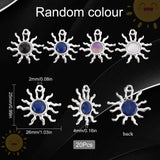 20Pcs Natural Gemstone Pendants, Sun Charm, with Antique Silver Plated Alloy Findings, Mixed Dyed and Undyed, 25x26x4mm, Hole: 2mm