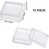 Plastic Bead Containers, Square, Clear, 5x5x2cm, Inner Diameter: 4.5x4.5cm, 15pcs/box