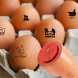 5Pcs 5 Styles Plastic Rubber Stamps with Wood Handles, DIY Egg Drawing Stamps, Egg, 55x20mm, Pattern: 18mm, 1pc/style