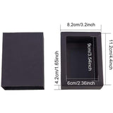 Kraft Paper Folding Box, Drawer Box, Rectangle, Black, 11.2x8.2x4.2cm, 20pcs/set