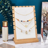 Bamboo Wood Multiple Necklace Display Stands, Pendant Necklace Holder Organizer, with Imitation Leather Soft Mat, Rectangle, White, Finish Product: 17x9.5x25.1cm, 2pcs/set