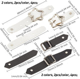8Pcs 4 Style Imitation Leather Toggle Buckle, with Rectangle & Star Alloy Findings, for Bag Sweater Jacket Coat, DIY Sewing Accessories Crafts, Mixed Color, 2pcs/style