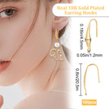 100Pcs 316 Stainless Steel Earring Hooks, with Horizontal Loops, Ear Wire, Golden, 20.5x4.5mm, Hole: 1.2mm