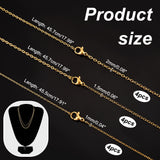 12Pcs 3 Size Brass Cable Chain Necklaces Set for Women, Golden, 17.91~17.99 inch(45.5~45.7cm), 4Pcs/size