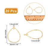 20Pcs Alloy 2-Loop Connector Charms, Teardrop, Light Gold, 42x30x1.5mm, Hole: 1.6mm