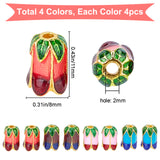 16Pcs 4 Colors Alloy Bead Caps, with Enamel, 5-Petal, Mixed Color, 11x8mm, Hole: 2mm, 4pcs/color