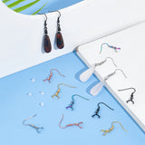 50Pcs 5 Style 304 Stainless Steel Earring Hooks, with Ice Pick Pinch Bails, with 50Pcs Plastic Ear Nuts, Mixed Color, 27.5x21mm, 21 Gauge, Pin: 0.7mm and 0.5mm, 28x21x3.4mm, Pin: 0.5mm and 0.6mm, 10Pcs/style