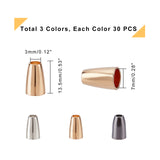 Alloy End Caps, Column, Mixed Color, 14x11.5mm, Hole: 5.7mm, Inner Diameter: 10mm, 3 colors, 30pcs/color, 90pcs/box