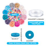 DIY Heishi Bead Stretch Bracelets Making Kits, include Handmade Polymer Clay Beads and Elastic Thread, Mixed Color, Beads: 8x0.5~1mm, Hole: 2mm, about 2424pcs/set, Thread: 0.8mm, about 10m/roll, 1roll/set
