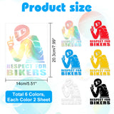 6 Sheets 6 Colors PET Cartoon Self Adhesive Car Stickers, Waterproof Biker Car Decorative Decals for Car Decoration, Mixed Color, 203x140x0.2mm, 1 sheet/color