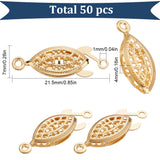 50 Sets 304 Stainless Steel Box Clasps, 1-Strand 2-Hole Clasps, Horse Eye, Golden, 21.5x7x4mm, Hole: 1mm