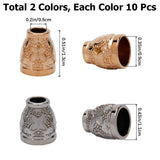 20Pcs 2 Colors Alloy Cord End, with Butterfly Pattern, Bag & Cloth Making Supplies, Platinum & Light Gold, 13x11mm, Hole: 5mm, Inner Diameter: 9mm, 10Pcs/color