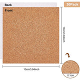 Cork Drink Coasters, Cup Mat, Hot Pad, with Self-adhesive Back, Square, Peru, 100x100x1mm