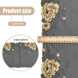 Polyester Silk Organza Trimming, for DIY Bridal Veil Dress Short Skirt, Peony Pattern, 215~220x1mm, 3 yards/roll