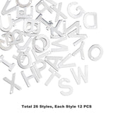 304 Stainless Steel Alphabet Letter Charms, Letter A~Z, 74x72x17mm, 312pcs/box