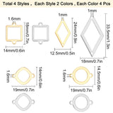 304 Stainless Steel Links Connectors, Mixed Shapes, Golden & Stainless Steel Color, 32pcs/box