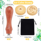 1Pc Golden Tone Brass Stamp Head, with 1Pc Rectangle Velvet Pouches and 1Pc Pear Wood Handle, for Wax Seal Stamp, Letter.J, Stamp Head: 40mm, 3pcs/set