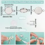 DIY Blank Dome Link Connector Making Kit, Including Flat Round 304 Stainless Steel Connector Settings, Glass Cabochons, Stainless Steel Color, 160Pcs/box, Connector Settings: 20x13x2mm, Hole: 2mm, Tray: 12mm
