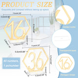 40Pcs Acrylic Display Holder Sets, Hexagon with Number1~40, Gold, 9.7~11x10.2x0.15~0.2cm, 1pc/number