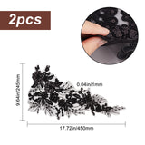 Flower Pattern Polyester Embroidered Lace Appliques, Sewing Ornaments, DIY Costume Accessories, Black, 450x245x1mm