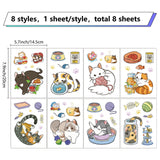 8 Sheets 8 Styles PVC Waterproof Wall Stickers, Self-Adhesive Decals, for Window or Stairway Home Decoration, Cat Shape, 200x145mm, 1 sheet/style