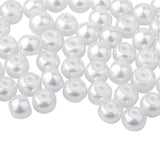 4mm Tiny Satin Luster White Glass Pearl Round Beads for Jewelry Making, About 1000Pcs, White, 4~4.5mm, Hole: 0.7~1.1mm, about 1000pcs/box