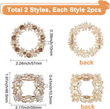 4Pcs 2 Style Alloy Shoes Buckle Clips, with Crystal Rhinestone, Purse Hardware Accessoriess, Square & Round, Light Gold, 55x48.5x10.5mm, 2pcs/style
