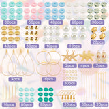 DIY Geometry Earring Making Kit, Including Polymer Clay Disc & Glass Pearl & Alloy Starfish Beads, 304 Stainless Steel & Brass & Natural Shell Charms, Brass Earring Hooks, Mixed Color, 728Pcs/box