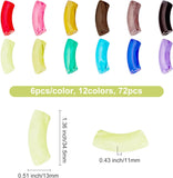 72Pcs 12 Colors Acrylic Beads, Imitation Gemstone, Tube, Mixed Color, 34.5~36x13~13.5x11~11.5mm, Hole: 3.5~4mm, 6pcs/color