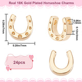 24Pcs Brass Charms, Horseshoe, Real 18K Gold Plated, 7x7x3mm, Hole: 1.5mm