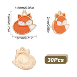 30Pcs Rack Plating Alloy Pendants, with Enamel, Cadmium Free & Lead Free, Fox, Dark Orange, 19x18x2mm, Hole: 1.6mm