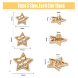30Pcs 3 Style Alloy Shank Buttons, 1-Hole, Star, Light Gold, 15~22x14.5~23x7~8.5mm, Hole: 2mm, 10pcs/style
