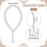 Glass Pearl with Rhinestone Round Beaded Curtain Tiebacks, Faceted Teardrop Glass Pendant, White, 450mm, 2pcs/set