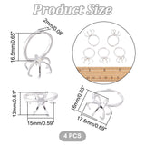 4Pcs Adjustable Brass Ring Components, 6 Claw Prong Settings, Silver, US Size 6(16.5mm), Tray: 13x15mm