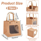 Craft Paper Handbags, with Clear Square Windows, Gift Bags, Rectangle, Peru, Unfold: 26x15x15cm