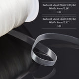 2Rolls 2 Style Flat TPU(Thermoplastic Polyurethane) Elastic Ribbon, Frosted Ribbon with Spool, Clear, 4~8x0.12~0.2mm, 1roll/style