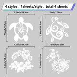 4Pcs 4 Styles PET Waterproof Self-adhesive Car Stickers, Reflective Decals for Car, Motorcycle Decoration, Turtle, 200x200mm, 1pc/style