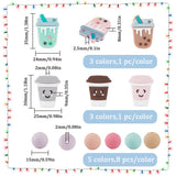 48Pcs 11 Style Silicone Focal Beads, Bubble Tea/Boba Milk Tea & Drink with Smiling Face & Round, Mixed Color, 14~35x14~25x8~15mm, Hole: 2~2.5mm
