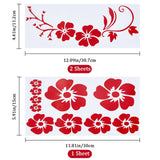 3Pcs 2 Styles PET Cartoon Self Adhesive Car Stickers, Waterproof Floral Car Decorative Decals for Car Decoration, Red, 295~300x115~154x0.2mm