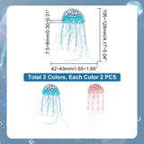 4Pcs 2 Colors Jellyfish Handmade Beaded Appliques, Sequin & Feather & Rhinestone Sew on Patches, Mixed Color, 106~128x42~43x7.5~8mm, 2pcs/color