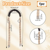 Braided Canvas Bag Straps, with Alloy Spring Gate Rings, Bag Replacement Accessories, Black, 84.5x1.9~2cm