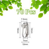 70Pcs 304 Stainless Steel Clip-on Earring Findings, Stainless Steel Color, 16x7.5x10mm