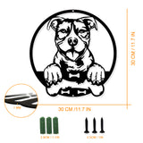 Iron Wall Art Decorations, for Front Porch, Living Room, Kitchen, Matte Style, Dog, 300x300x1mm, Hole: 5mm