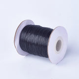 Round Waxed Cotton Cord, Black, 0.5mm, about 200yards/roll(600 feet/roll)
