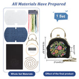 DIY Ethnic Style Flower Pattern Embroidery Crossbody Bags Kits, Including Kiss Lock Frame with Handle, Plastic Imitation Bamboo Embroidery Hoop, Bag Chain, Needle, Threads, Fabric, Instruction, Mixed Color, 462x277x0.4mm