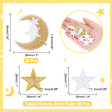 Computerized Embroidery Non Woven Fabric Iron On/Sew On Patches, with Polyester Thread Costume Accessories, Hot Melt Adhesive on the Back, Moon & Star, Mixed Color, 28~38x29~34x1.5~2mm, 100pcs